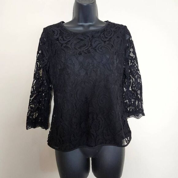 Adrianna Papell Lace Long Sleeved Top - Picture 1 of 8
